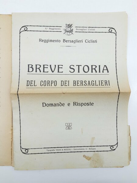 19∞ battaglione Bersaglieri Sunto della storia dei Bersaglieri 1920 c.a.