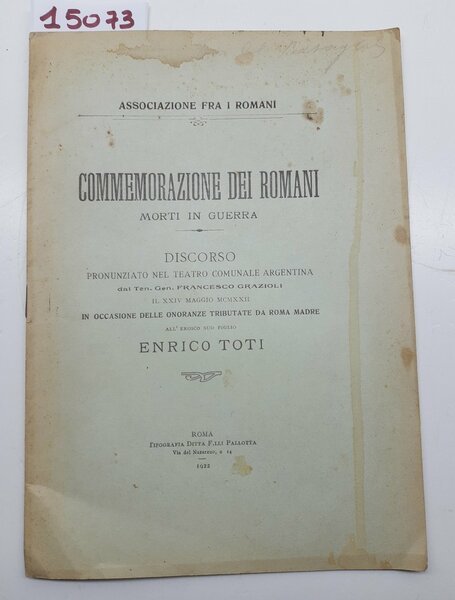 Grazioli Ass. fra i romani Commemorazione dei romani morti in …