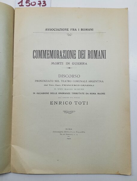 Grazioli Ass. fra i romani Commemorazione dei romani morti in …