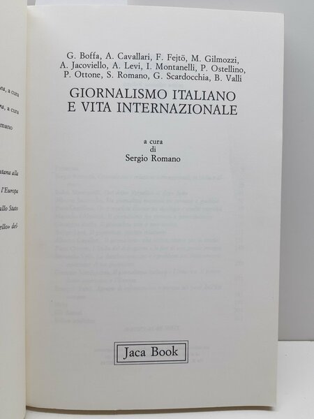 Sergio Romano Giornalismo italiano e vita internazionale Jaca 1∞ edizione …