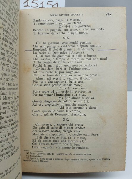Opere di Francesco Berni nuova edizione riveduta e corretta Sonzogno …