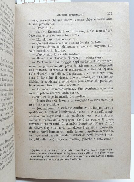 Camillo Castello Branco Amore sfrenato Brigola 1883