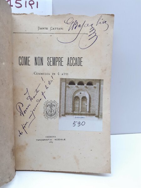 Dante Cattani Come non sempre accade Commedia in 4 atti …