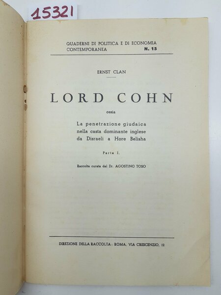 Ernst Clan Lord Cohn ossia la penetrazione giudiaca nella casta …