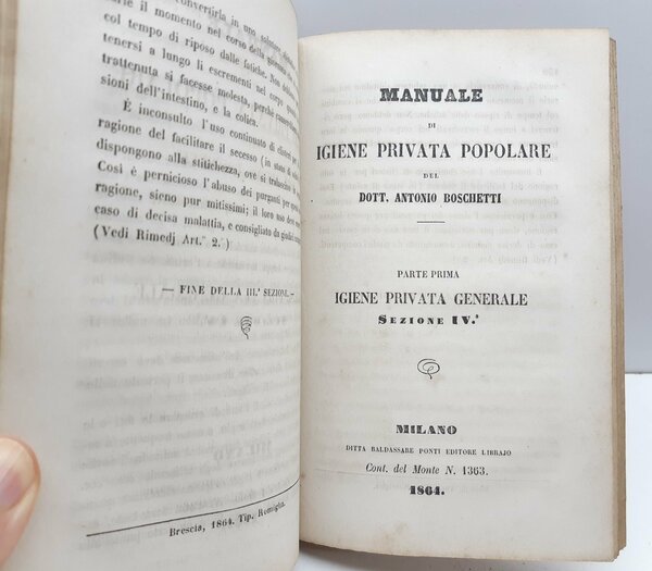 Manuale di igiene privata popolare A. Boschetti sez. I∞ e …