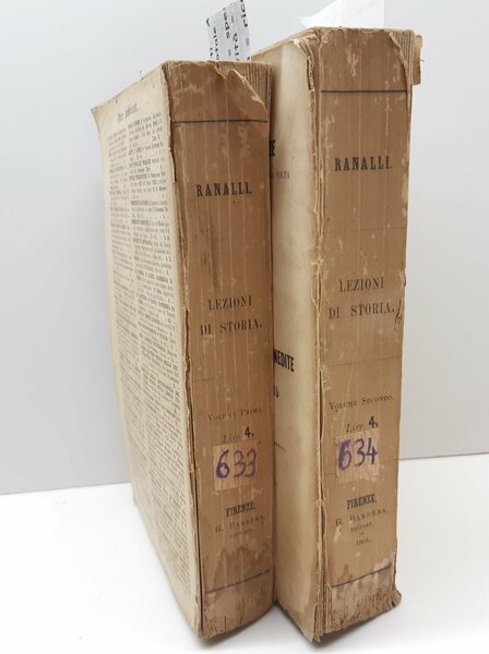 Lezioni di Storia di Ferdinando Ranalli due volumi Barbera 1867-1868