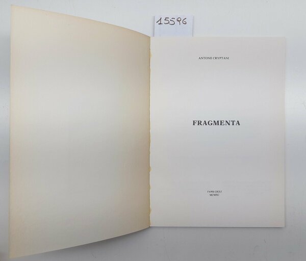 Antonii Cryptani Fragmenta Typis Gigli 1990