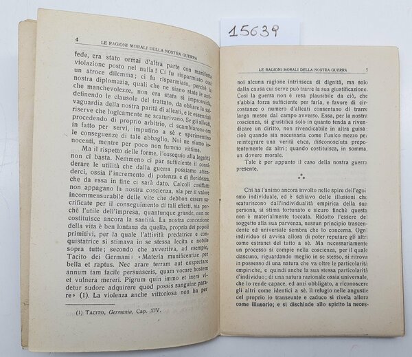 WW1 Giorgio Del Vecchio Le ragioni morali della nostra guerra …