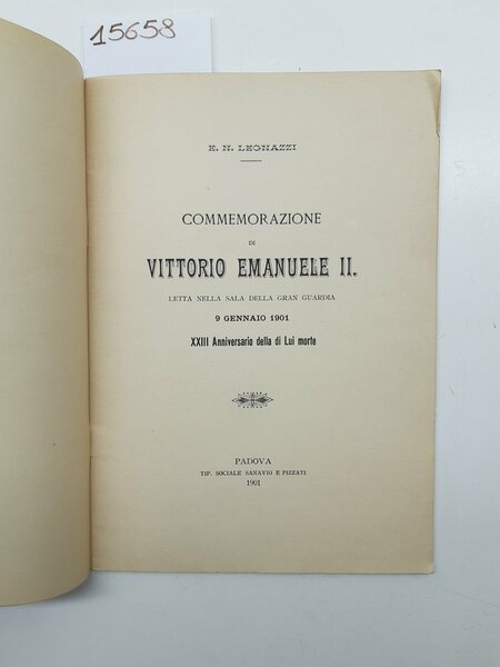 Legnazzi Commemorazione di Vittorio Emanuele II letta nella sala della …