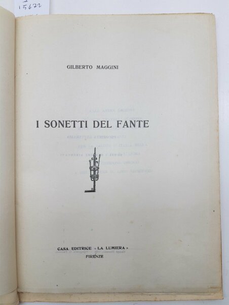 Gilberto Maggini I Sonetti del Fante dedica autografa pi˘ due …