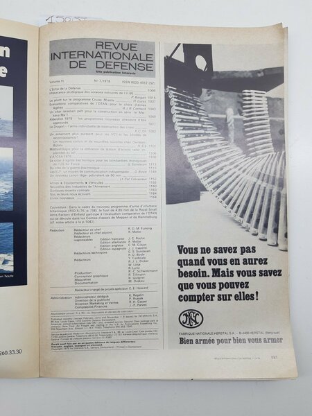 Revue internazionali the Defense XI anno numero 7 1978