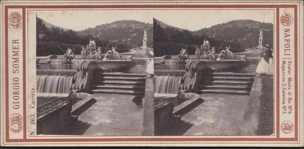 Foto photo stereoscopica Fontane Reggia di Caserta by Sommer 1890 …