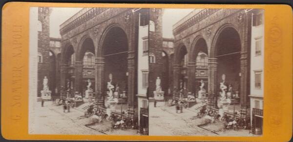 Foto photo stereoscopica Loggia dei Lanzi Firenze by Sommer 1890 …