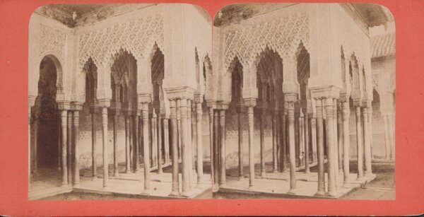 Foto stereoscopica Patio l'Alhambra di Granada by Sommer 1890 c.a