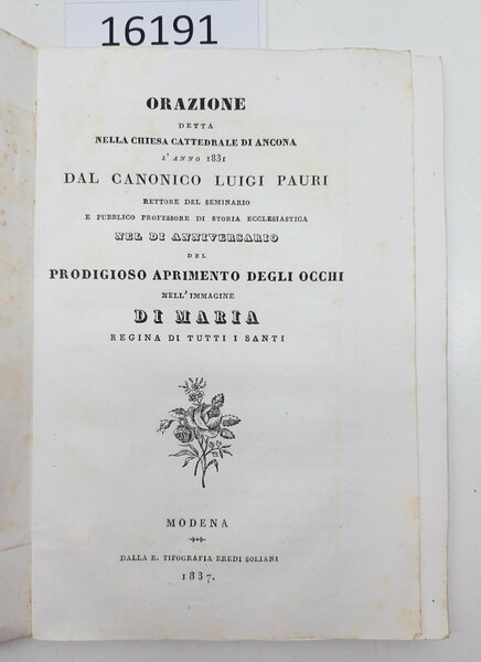 L. Pauri Orazione nella cattedrale di anniversario miracolo di Maria …