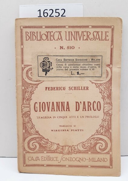 Federico Schiller Giovanna D'Arco Sonzogno 1920 c.a. | Immagine Gallery 4