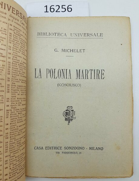 G. Michelet La Polonia martire Sonzogno senza data