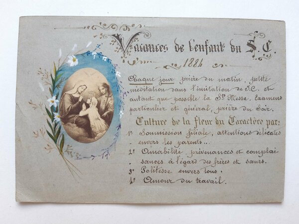 Santino holy card manufatto La sacra famiglia 1884