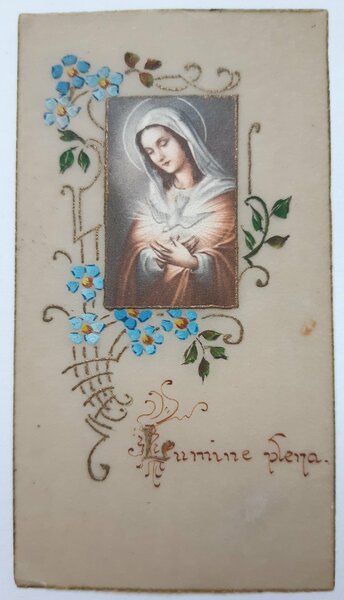 Santino holy card manufatto Vergine Maria tempio dello Spirito Santo
