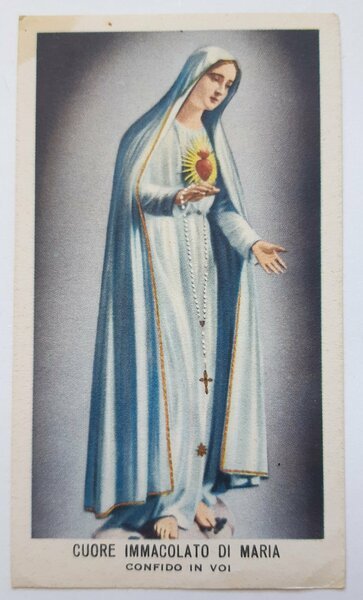 Santino holy card Cuore immacolato di Maria consacrazione dell'individuo 1959