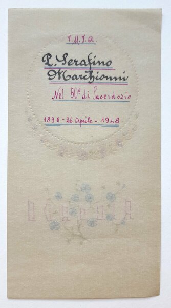 Santino manufatto holy card ricordo 50° anno di sacerdozio 1948