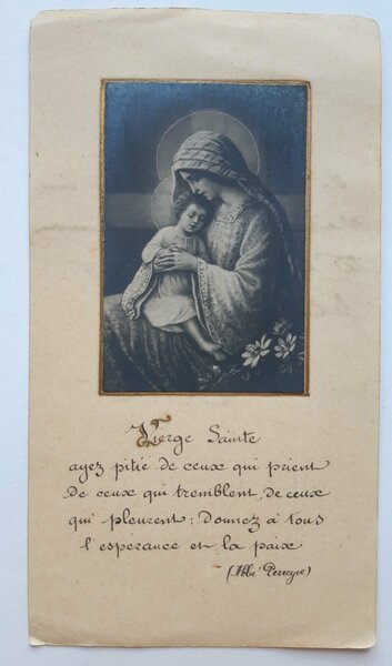 Santino holy card manufatto Vergine Maria e Gesù bambino 1919