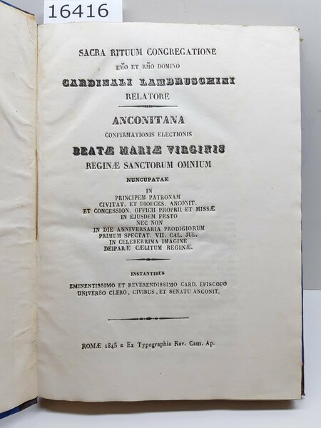 Sacra rituum Congregatione Cardinali Lambruschini relatore Anconitana confirmationis electionis Beata …