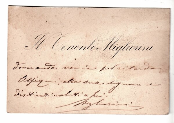 cdv foto photo ritratto del Tenente Migliorini con firma e …