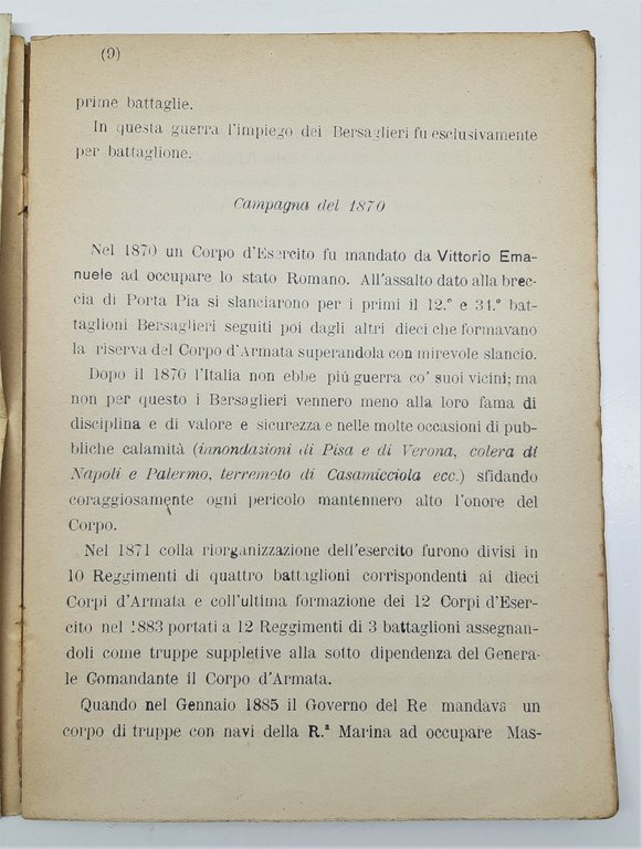 19∞ battaglione Bersaglieri Sunto della storia dei Bersaglieri 1920 c.a.