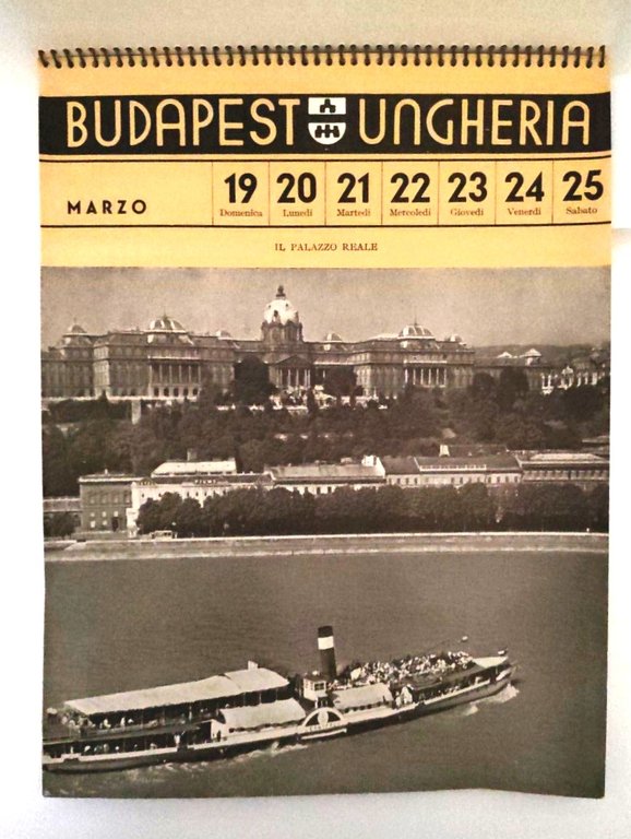 1939 Budapest Ungheria Calendario settimanale Ufficio Turistico di Budapest