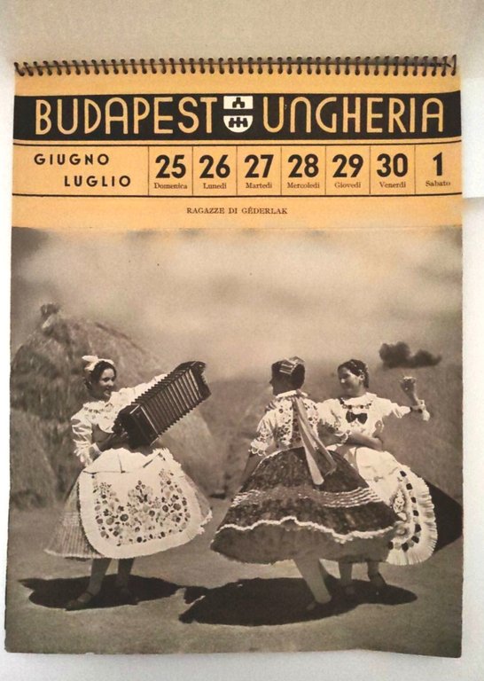 1939 Budapest Ungheria Calendario settimanale Ufficio Turistico di Budapest