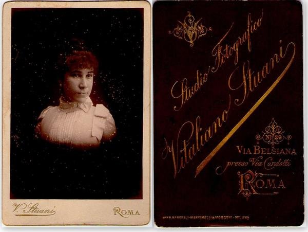 Foto photo cabinet card gentildonna con fiocco al collo in …