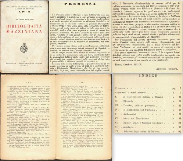 MAZZINI-BIBLIOGRAFIA MAZZINIANA-ARMANDO LODOLINI-1932-TUTTO IL PUBBLICATO-93 P