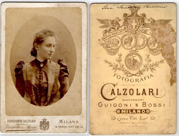 Foto photo cabinet card ritratto di Gina F. Bellini by …