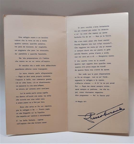 Poesia L'ospizio con dedica e firma autografa di Checco Durante …