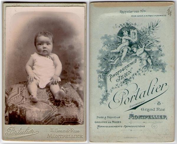 Foto photo bambino in posa by Portalier Montepellier cdv 1880 …