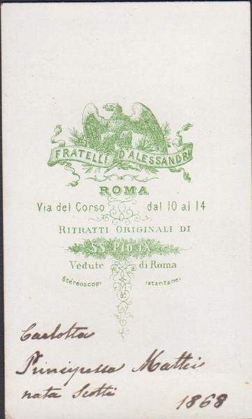 Foto photo cdv albumina principessa Carlotta Scotti Mattei 1868 F.lli …