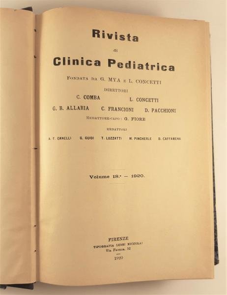 G. Mya I. Concetti Rivista di clinica pediatrica 1920