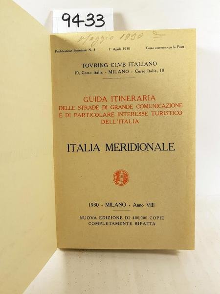 TCI Guida delle strade di grande comunicazione Italia meridionale 1930