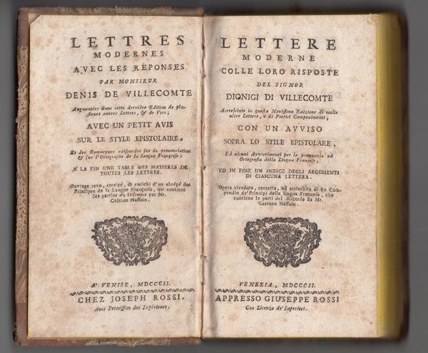Dionigi di Villecomte Lettere moderne con le loro risposte Giuseppe …