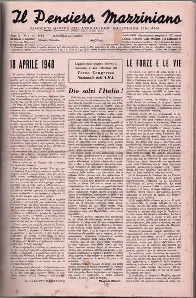 RISORGIMENTO-IL PENSIERO MAZZINIANO-TUTTO IL PUBBLICATO DAL 1946 ANNO I AL …