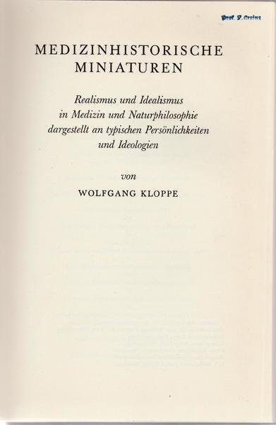 W. Kloppe Medizinhistorische Miniaturen 1966 L5866