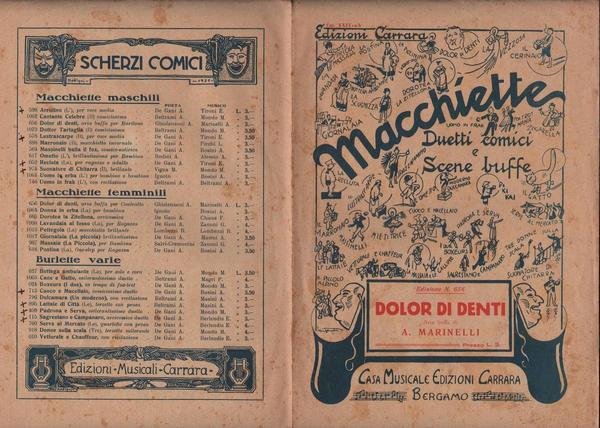 SPARTITI-MACCHIETTE DUETTI COMICI E SCENE BUFFE-DOLOR DI DENTI-1936-L751