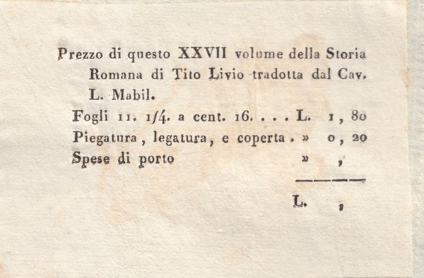 La Storia Romana Di Tito Livio Volume Xxvii, Brescia N. …