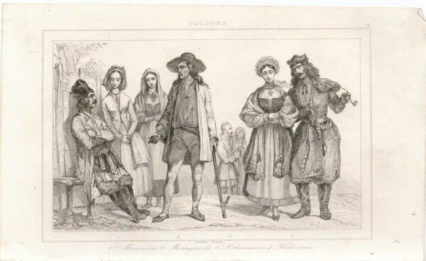 Stampa antica Old print Polonia mazoviani delle montagne lituani di …