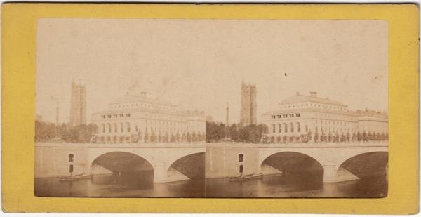 Foto photo stereoscopica stereoview Place du Chatelet et tour Saint …