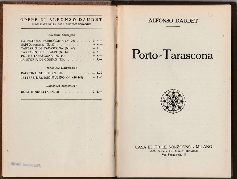 A. Daudet Porto Tarascona Sonzogno 1927 L5869 | Immagine Gallery 2