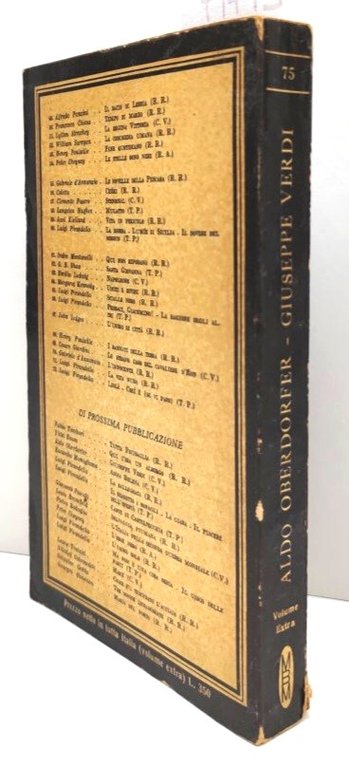 A. Oberdorfer Giuseppe Verdi edizione integrale Mondadori 1949