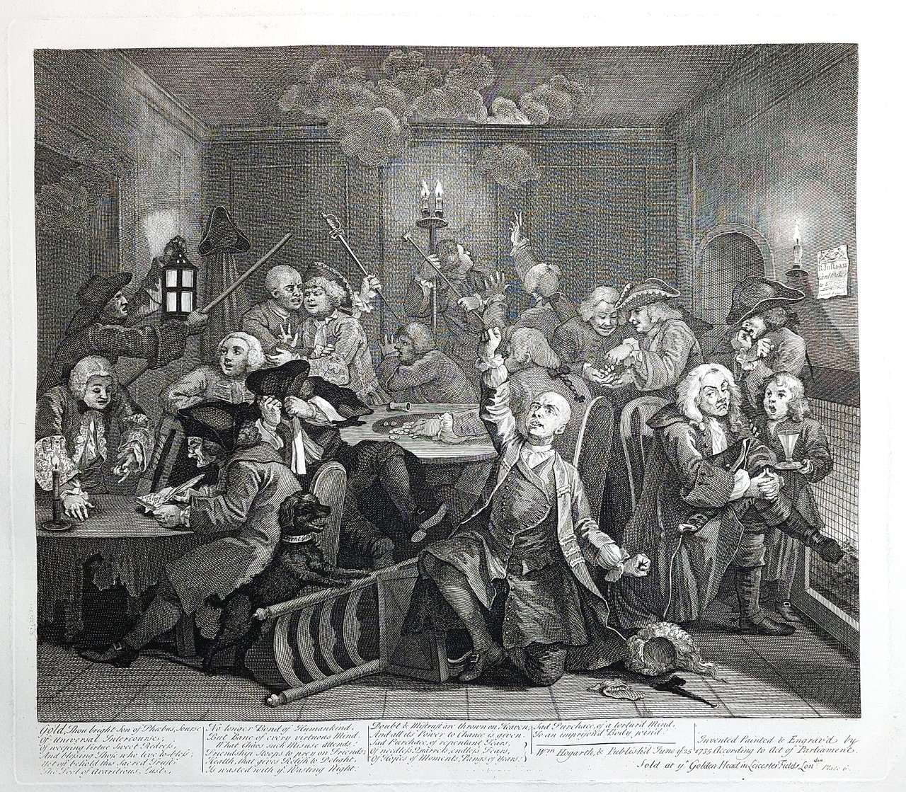 Stampa antica Antique print Original Autore William Hogarth A Rake's …