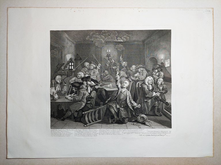 Stampa antica Antique print Original Autore William Hogarth A Rake's …